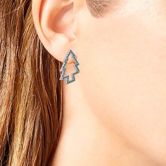 Betsey Johnson Christmas Tree Earrings, Green - Picture 4 of 5